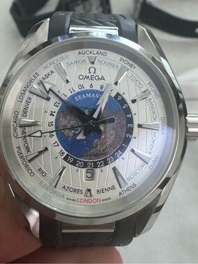 Clone Omega Seamaster Worldtimer Stainless Steel Watch — Blue & Silver Dial